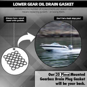 TonGass (20-Pack, Black) Exact Replacement for Yamaha 90430-08020-00 & 90430-08003-00 - Lower Gear Case Oil Drain Gaskets - Japanese Hard Fiberboard Gaskets - Fits for Yamaha 4-Stroke Outboard Motors