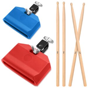 6 Pieces Drum Jam Block Musical Percussion Block with Maple Drum Sticks 5A Adjustable Mount Bracket Plastic Percussion Instruments Block for Latin Drum