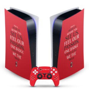 Head Case Designs Officially Licensed AC Milan Typography Art Vinyl Faceplate Sticker Gaming Skin Decal Cover Compatible with Sony PlayStation 5 PS5 Digital Edition Console and DualSense Controller