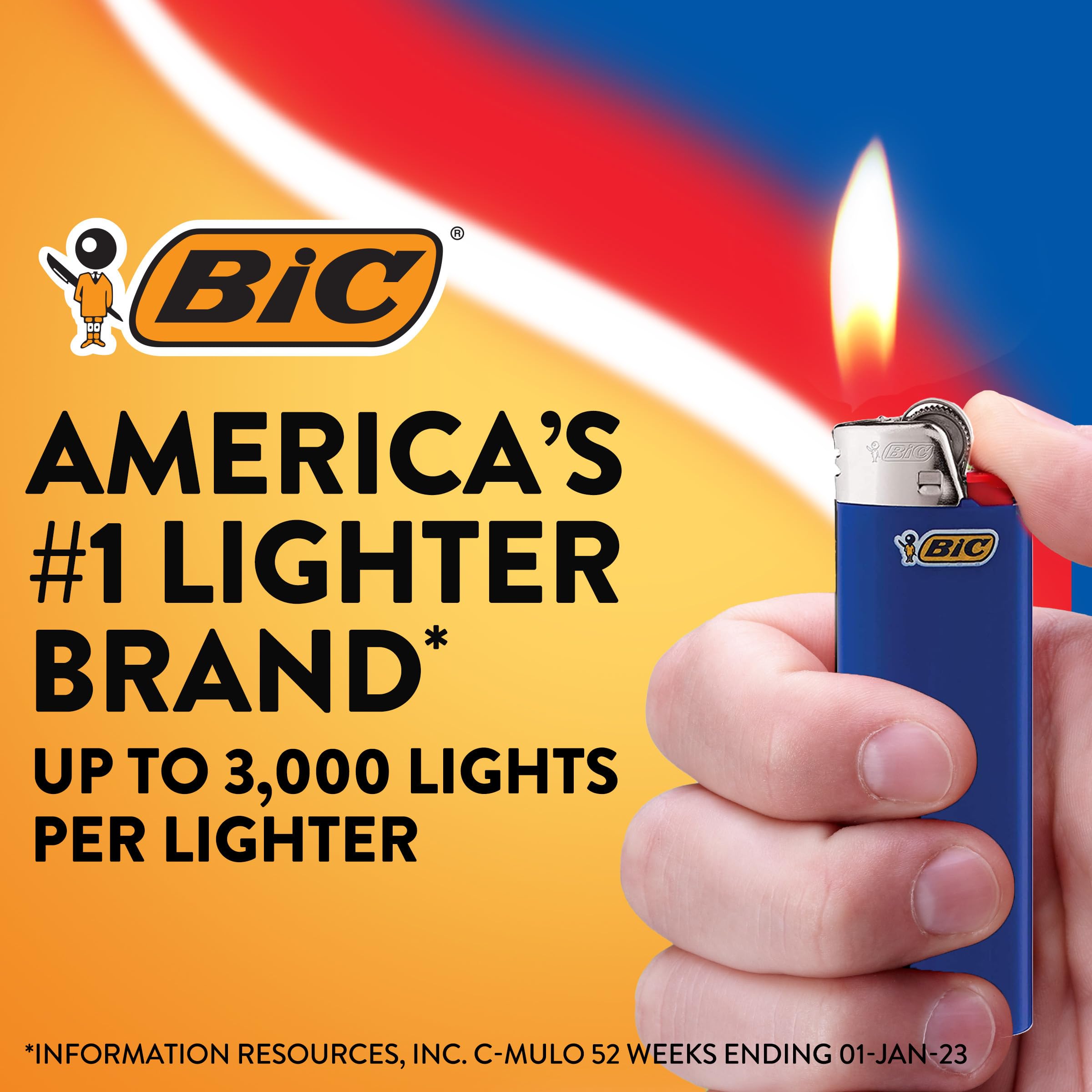 BIC Maxi Pocket Lighter, Special Edition Marble Collection, Assorted Unique Lighter Designs, 50 Count Tray of Lighters