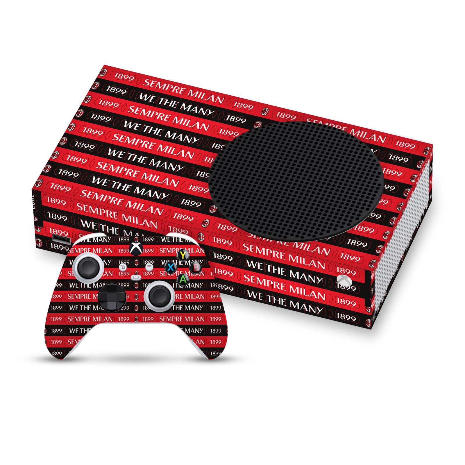 Head Case Designs Officially Licensed AC Milan Sempre Milan 1899 Art Matte Vinyl Sticker Gaming Skin Decal Cover Compatible with Xbox Series S Console and Controller Bundle