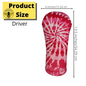 Tie Dye Collection Golf Club Headcovers 3 Separate Sizes Driver Fairway Hybrid All Sold Separately Handmade in USA by BeeJos (Hot Pink, Driver)