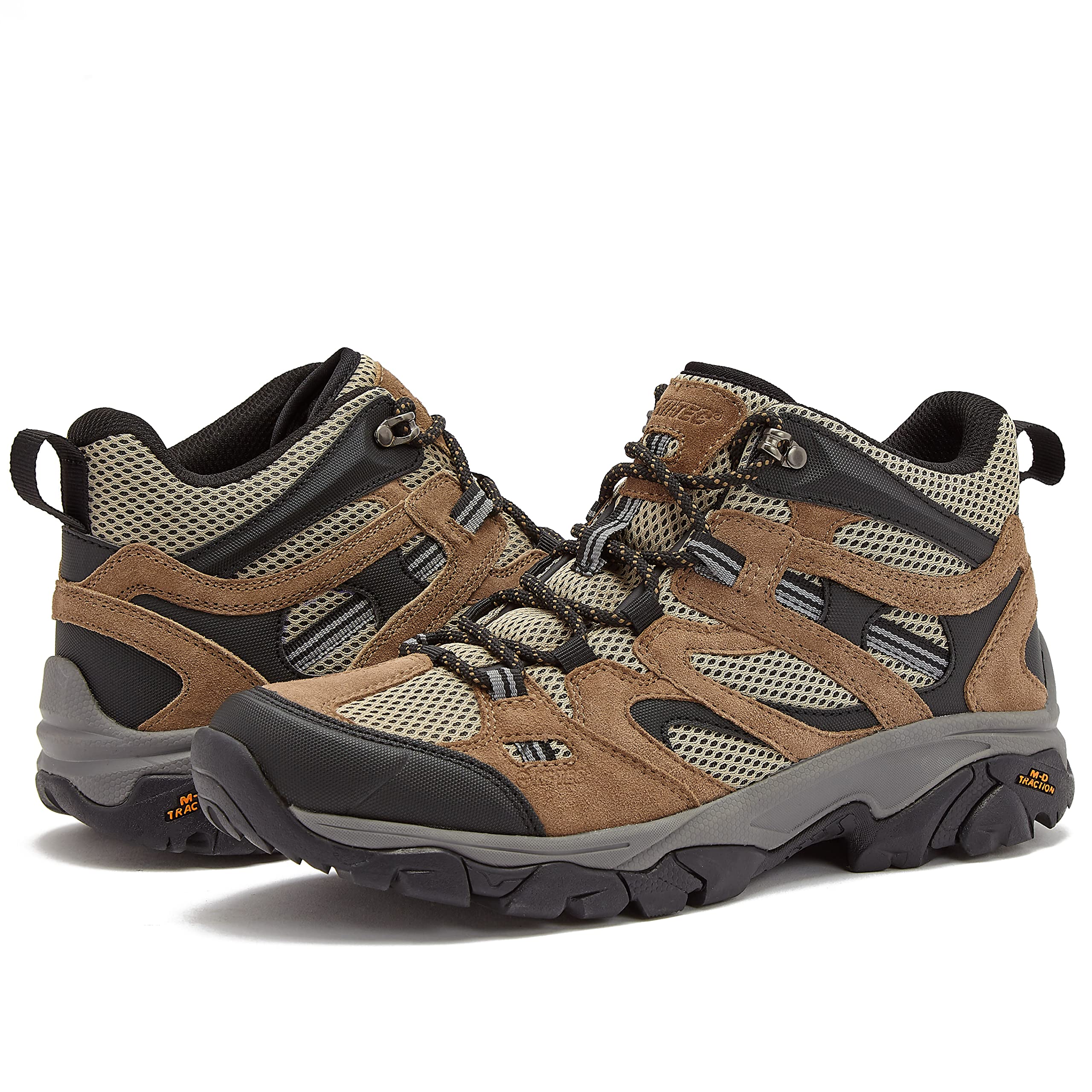 HI-TEC Ravus Mid Hiking Boots for Men, Lightweight Breathable Outdoor Trekking Shoes - Tan, 11 Medium