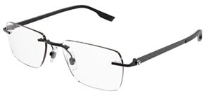 montblanc rimless carbon fiber eyeglasses mb0185o 001 black/gunmetal 55mm 185