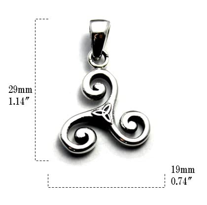 COSUMOSU 925 sterling silver Celtic Triquetra Trinity Knot Protection Pendant (Round Snake) (Triskelion)