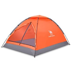 camel 2 person camping dome tent, waterproof,spacious, lightweight portable backpacking tent for outdoor camping/hiking (orange)