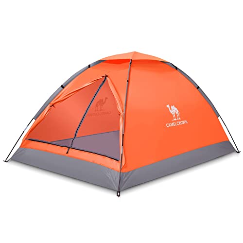 CAMEL 2 Person Camping Dome Tent, Waterproof,Spacious, Lightweight Portable Backpacking Tent for Outdoor Camping/Hiking (Orange)