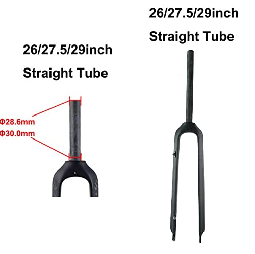 ROADNADO Mountain Bike Rigid Forks Carbon Fork 28.6mm 26/27.5/29 in MTB Carbon Forks 1-1/8" Lightweight Front Fork 3k BicycleThreadless Straight/Tapered Tube Matte Black