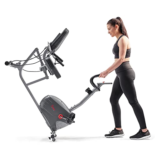 Sunny Health & Fitness Smart Magnetic Recumbent Exercise Bike Trainer w/Arm Exerciser for Full Body Workout, Indoor Cardio Cycling Machine for Seniors, Bluetooth Link to SunnyFit App-SF-RB420031