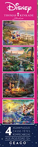 Ceaco - 4 in 1 Multipack - Thomas Kinkade - Disney Dreams Collection - Donald & Daisy Duck, 101 Dalmatians, Mickey, Minnie, & Pluto, & The Little Mermaid - (4) 500 Piece Jigsaw Puzzles