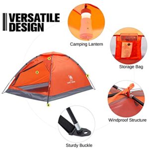 CAMEL 2 Person Camping Dome Tent, Waterproof,Spacious, Lightweight Portable Backpacking Tent for Outdoor Camping/Hiking (Orange)