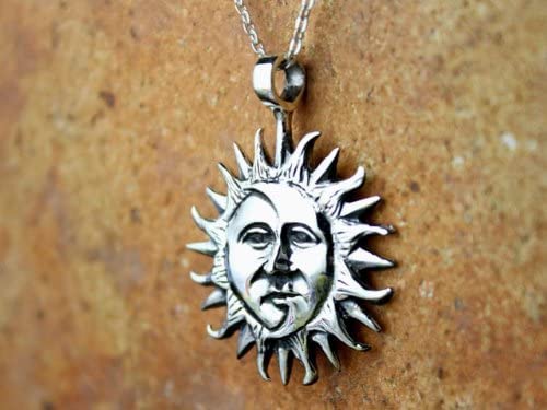 COSUMOSU 925 sterling silver Mexican Sun and moon Face Celestial Lunar Solar Pendant (Sun & Moon)