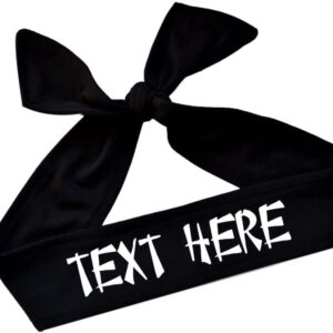 Custom Personalized Tie Headband in Chinese Takeaway Font You Pick Headband and Text Color (Black Headband)