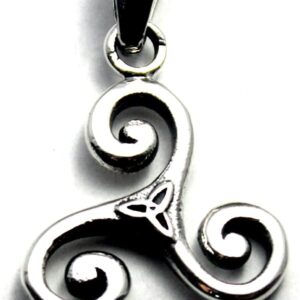 COSUMOSU 925 sterling silver Celtic Triquetra Trinity Knot Protection Pendant (Round Snake) (Triskelion)