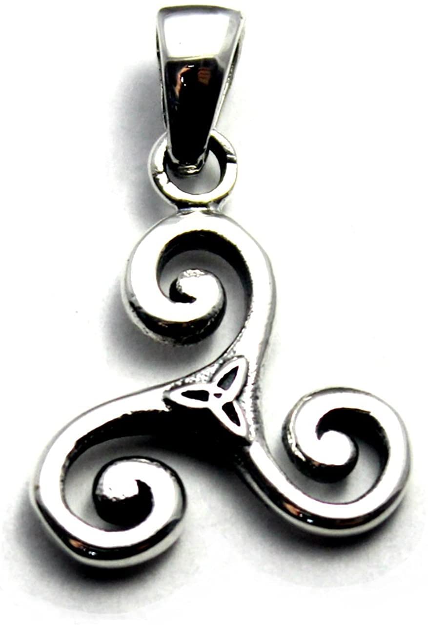 COSUMOSU 925 sterling silver Celtic Triquetra Trinity Knot Protection Pendant (Round Snake) (Triskelion)