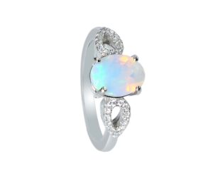 natural 9x7 mm ethiopian welo cut opal gemstone 925 sterling silver october birthstone wedding jewelry engagement ring gift for her (rose gold rhodium plated silver, 10)