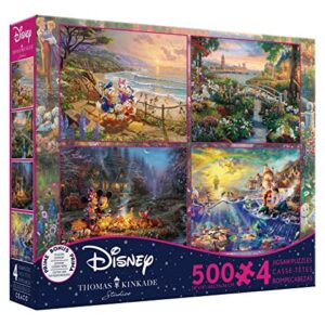 Ceaco - 4 in 1 Multipack - Thomas Kinkade - Disney Dreams Collection - Donald & Daisy Duck, 101 Dalmatians, Mickey, Minnie, & Pluto, & The Little Mermaid - (4) 500 Piece Jigsaw Puzzles