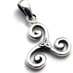 COSUMOSU 925 sterling silver Celtic Triquetra Trinity Knot Protection Pendant (Round Snake) (Triskelion)