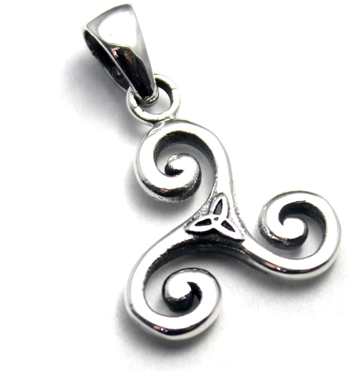 COSUMOSU 925 sterling silver Celtic Triquetra Trinity Knot Protection Pendant (Round Snake) (Triskelion)