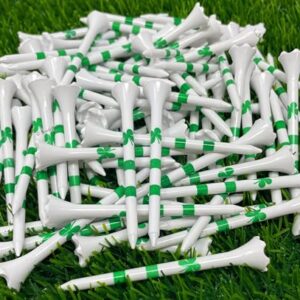 NorthPointe Four Leaf Clover/Shamrock 3 ¼” Plastic Golf Tees – White with Green - 100 Tees in Bulk