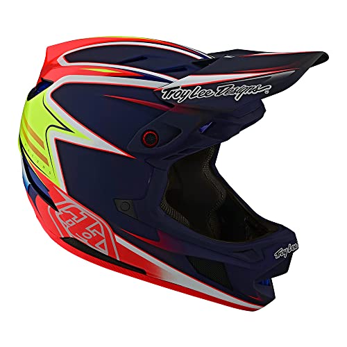 Troy Lee Designs D4 Carbon Full Face Bicycle Helmet for Max Ventilation Lightweight MIPS EPP EPS Racing Downhill DH BMX MTB - Adult Men Women - Lines Black / Red, Large