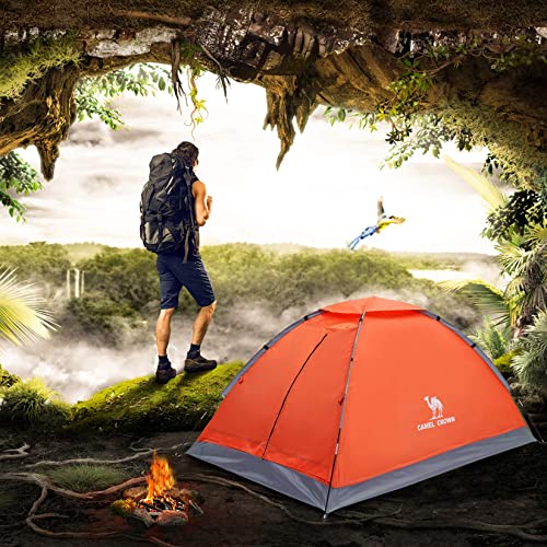 CAMEL 2 Person Camping Dome Tent, Waterproof,Spacious, Lightweight Portable Backpacking Tent for Outdoor Camping/Hiking (Orange)