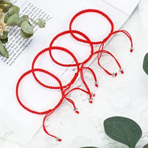 20 Pcs Red Bracelet Protection Good Luck Red Cord Bracelet Red String of Fate Bracelet Adjustable Knot Kabbalah Rope Bracelet Matching Braided Bracelet for Lover Couple Friend Women Men (Simple Style)