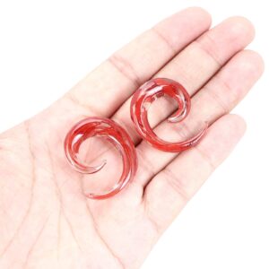 JOYTOYOU Ear Tapers Glass Ear Plugs Ear Gauges Spiral Snail Twist Stretching Stretcher Expander Handmade Hanger Gauges Piercing Jewelry Set 4G 5MM, Red