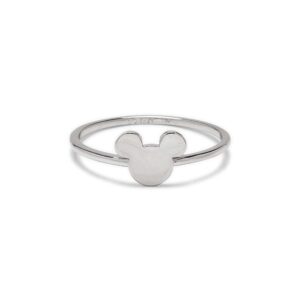 Pura Vida Silver Plated Disney Mickey Mouse Delicate Ring - Brass Base, Rhodium Plating - Size 6