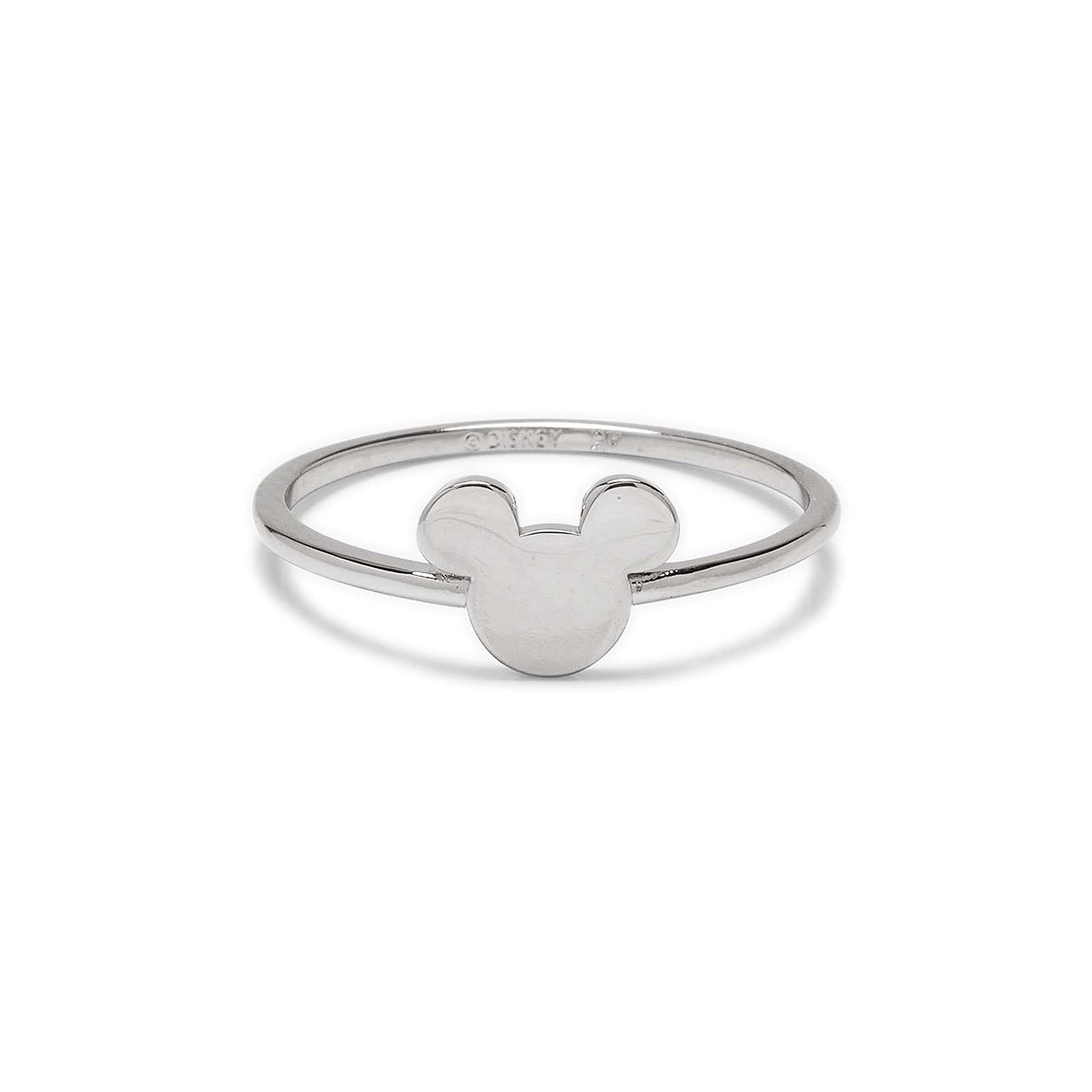 Pura Vida Silver Plated Disney Mickey Mouse Delicate Ring - Brass Base, Rhodium Plating - Size 6