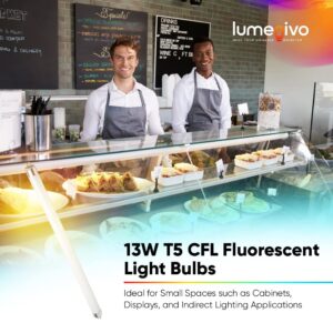 lumenivo F13T5CW Fluorescent Bulbs 21 Inch CFL 13 Watt Light Bulbs T5 4100K Cool White - with G5 Miniature Bipin Base - for Under Cabinets, Counters, and Others - 2 Pack