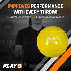 SHOP PLAY 9 Set of 5 Plyoball Weighted Ball Set for Throwing and Pitching Training - Heavy Mini Training Balls for Baseball - Builds Speed, Strength, & Muscle Memory