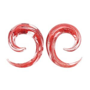 JOYTOYOU Ear Tapers Glass Ear Plugs Ear Gauges Spiral Snail Twist Stretching Stretcher Expander Handmade Hanger Gauges Piercing Jewelry Set 4G 5MM, Red