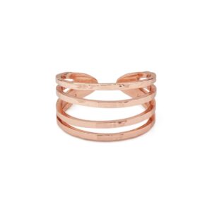 pura vida rose gold plated pacifica ring w/open ends - brass base, stackable band - size 6