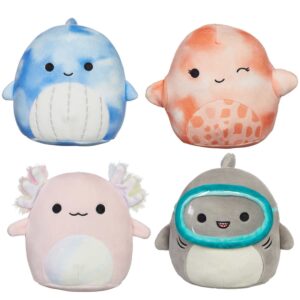 Squishmallows Official Kellytoy Set of 8 5 inch Sea Squishmallows (Indie, Orzella, Fabiola, Samir, Gordon, Nabila, Archie and Livvy)