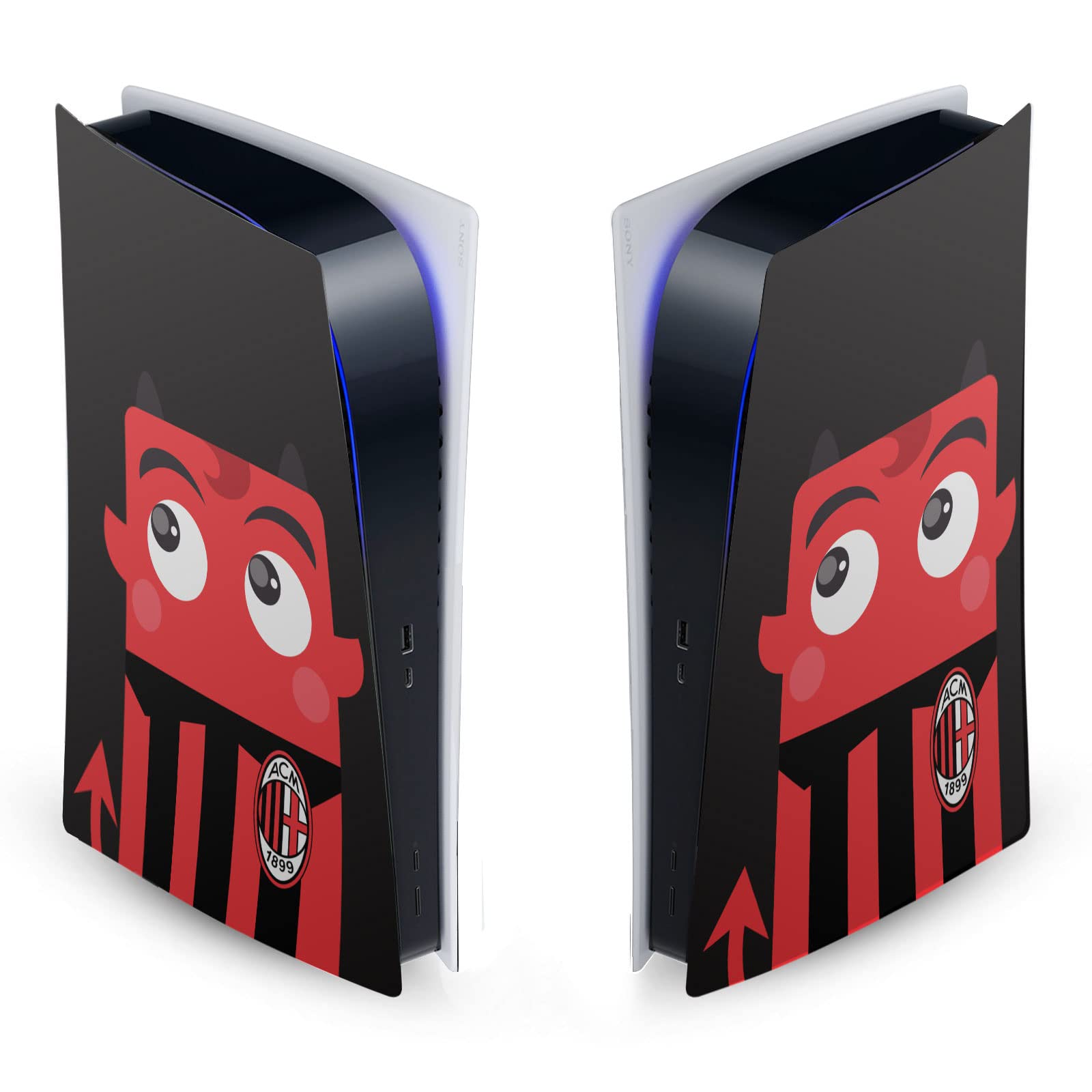 Head Case Designs Officially Licensed AC Milan Mascotte Art Vinyl Faceplate Sticker Gaming Skin Decal Cover Compatible with Sony Playstation 5 PS5 Digital Edition Console