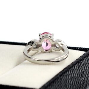 Natural 9X7 MM Oval Cut Pink Topaz Gemstone 925 Sterling Silver Wedding Jewelry Solitaire Unisex Proposal Engagement Ring Bridal Ring Gift For Her (Rhodium Plated Silver, 10)