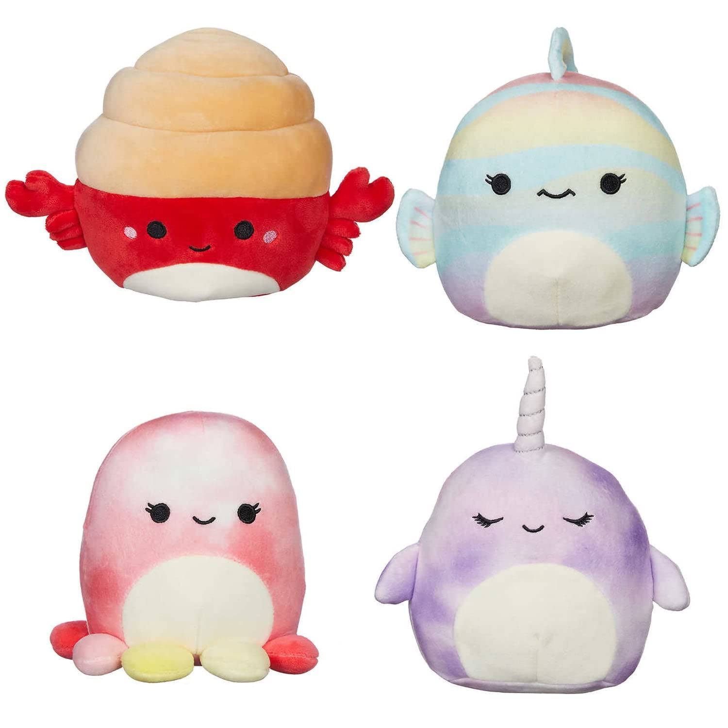 Squishmallows Official Kellytoy Set of 8 5 inch Sea Squishmallows (Indie, Orzella, Fabiola, Samir, Gordon, Nabila, Archie and Livvy)