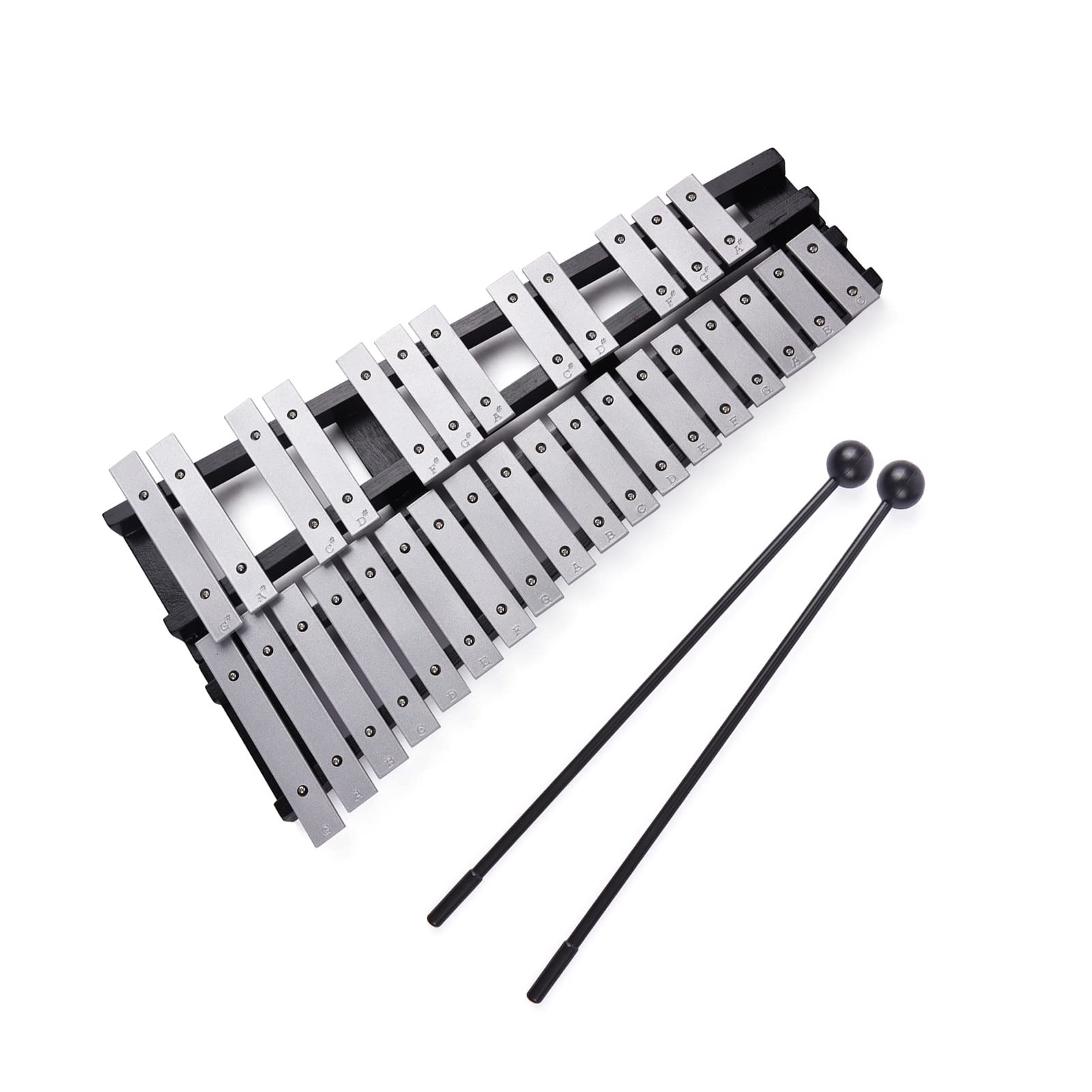 Btuty Foldable 30 Note Glockenspiel Xylophone Wooden Frame Aluminum Bars Educational Percussion Musical Instrument Gift