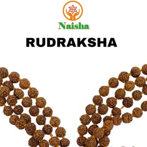 NAISHA (Pack of 3 Rudraksha Stretchable Bracelet 2 Pc. & Rudraksha Mala 108+1 Beads Necklace 5 mukhi Paanch mukhi 5 face Rudraksha, Prayer Beads, Wrist Mala Wrap, Jaap Mala, Bead Size 8 mm