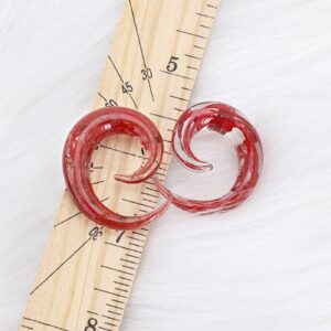 JOYTOYOU Ear Tapers Glass Ear Plugs Ear Gauges Spiral Snail Twist Stretching Stretcher Expander Handmade Hanger Gauges Piercing Jewelry Set 4G 5MM, Red