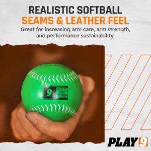 Play 9 Weighted Softballs for Pitching (Leather Set of 4) Size of Softballs