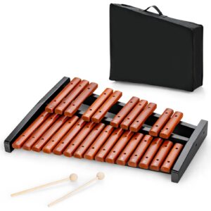 giantex 25 notes xylophone glockenspiel, wooden percussion instrument with 2 mallets and carrying bag, suitable for beginner kids school band music teaching party