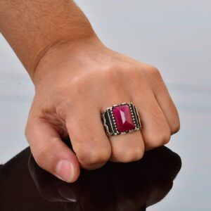 Real Genuine Ruby Gemstone Ring, 11.55 Carat, Sterling Silver Ring, Silver Ring Gemstone Band