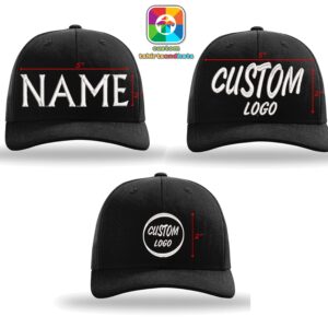 Custom Flex Fit Hat - Add Your Own Text Embroidered - Fitted Hat (L/XL, Black)