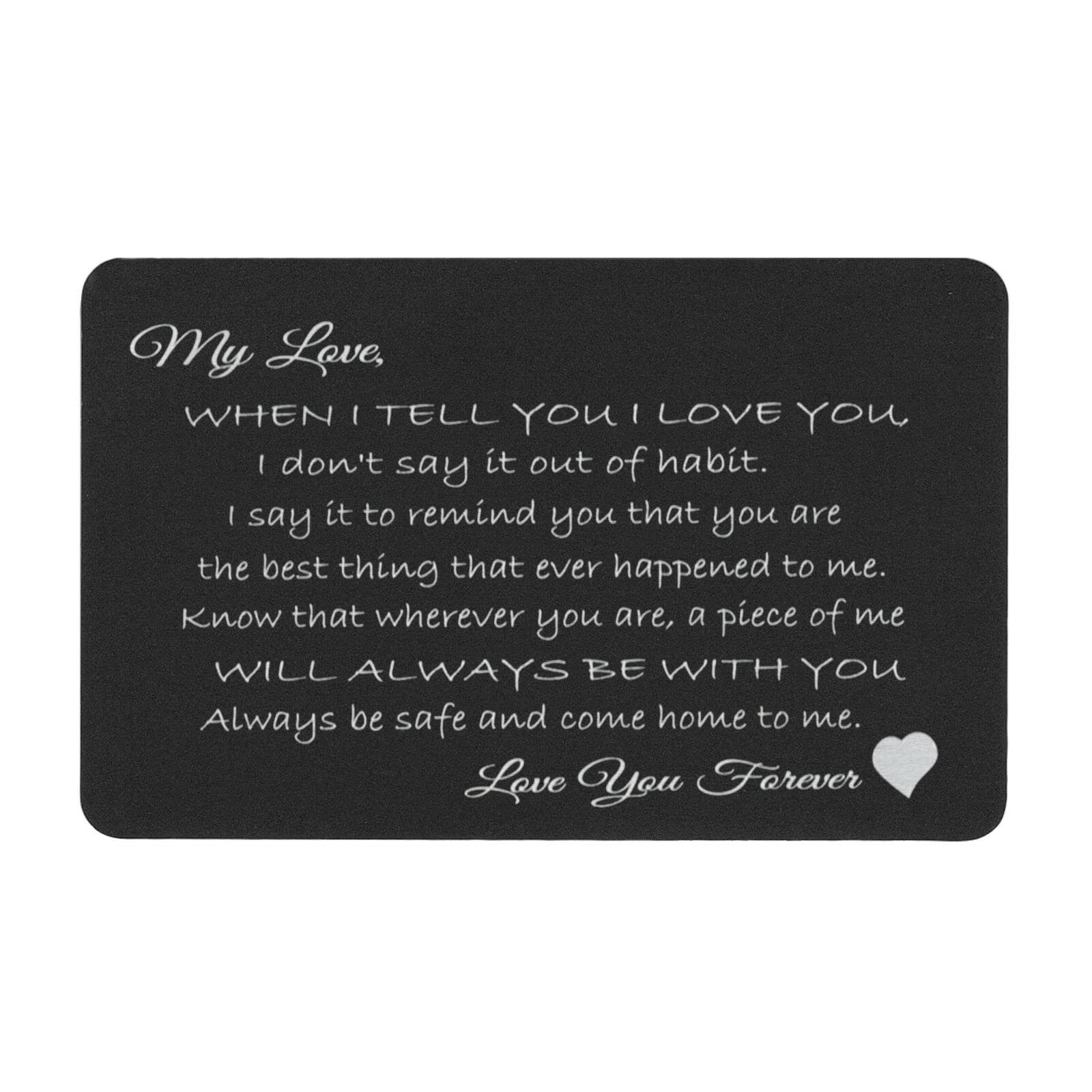 Personalized Text Engraving Wallet Insert Card (Black)