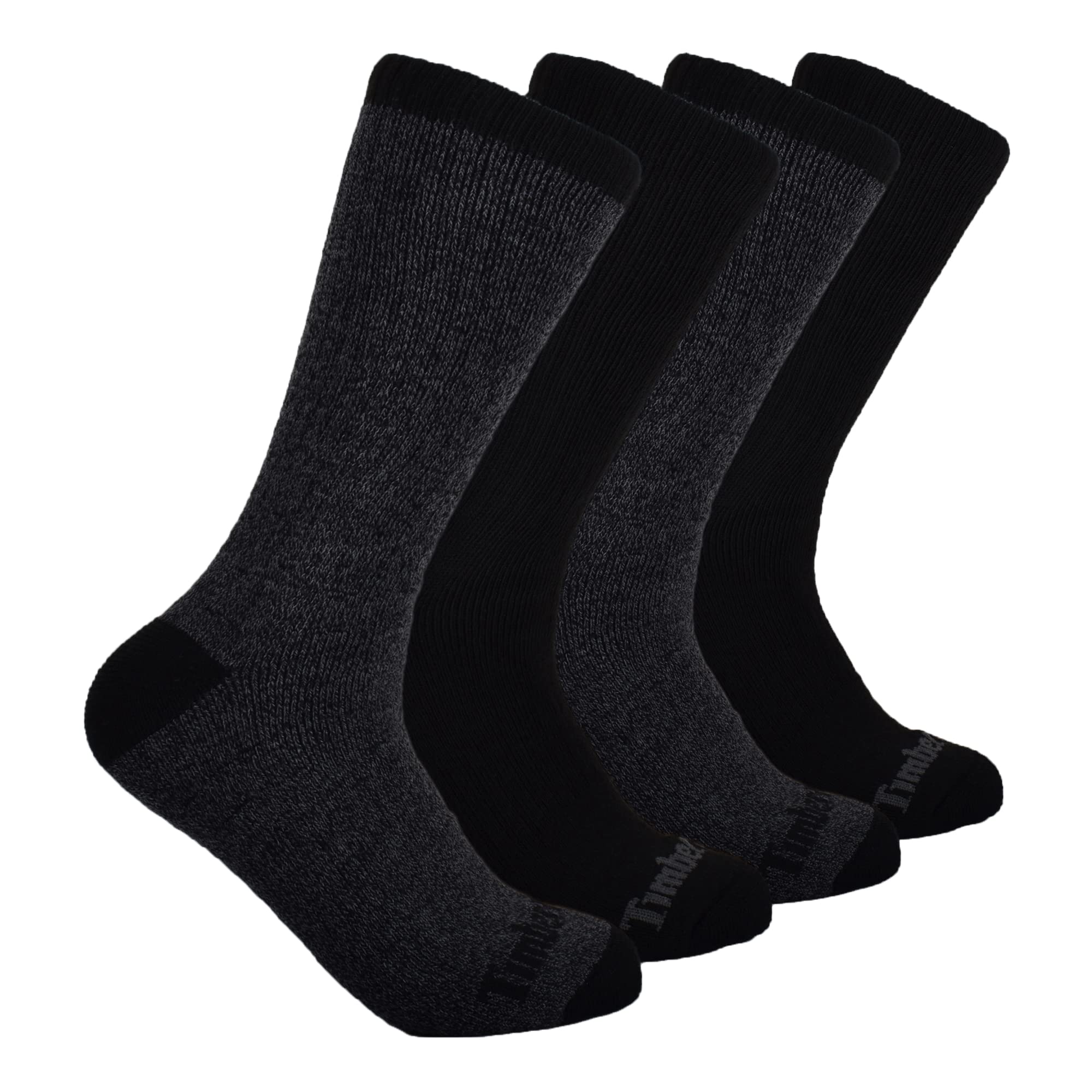 Timberland Men's 4-Pack Crew Socks, Black (4 Pack), Large