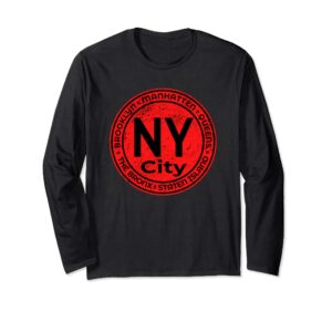 the five boroughs of new york circle souvenir gift design long sleeve t-shirt