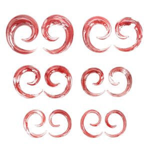 JOYTOYOU Ear Tapers Glass Ear Plugs Ear Gauges Spiral Snail Twist Stretching Stretcher Expander Handmade Hanger Gauges Piercing Jewelry Set 4G 5MM, Red