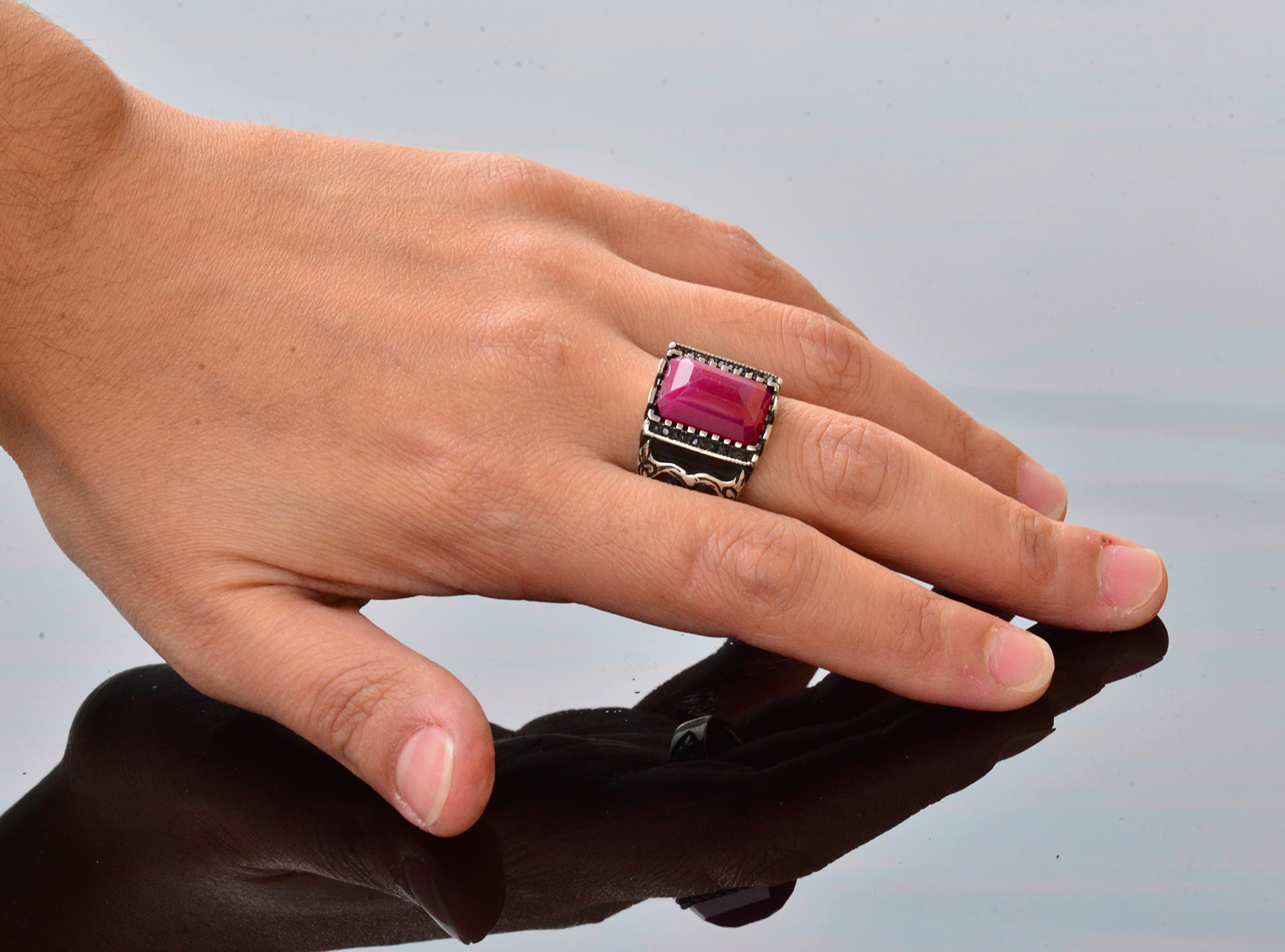 Real Genuine Ruby Gemstone Ring, 11.55 Carat, Sterling Silver Ring, Silver Ring Gemstone Band